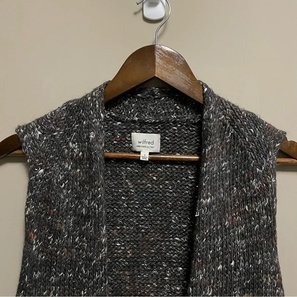 Aritzia Wilfred Dunkirk Wool Alpaca Silk Knit Cardigan Vest Size S Brown - Picture 3 of 11